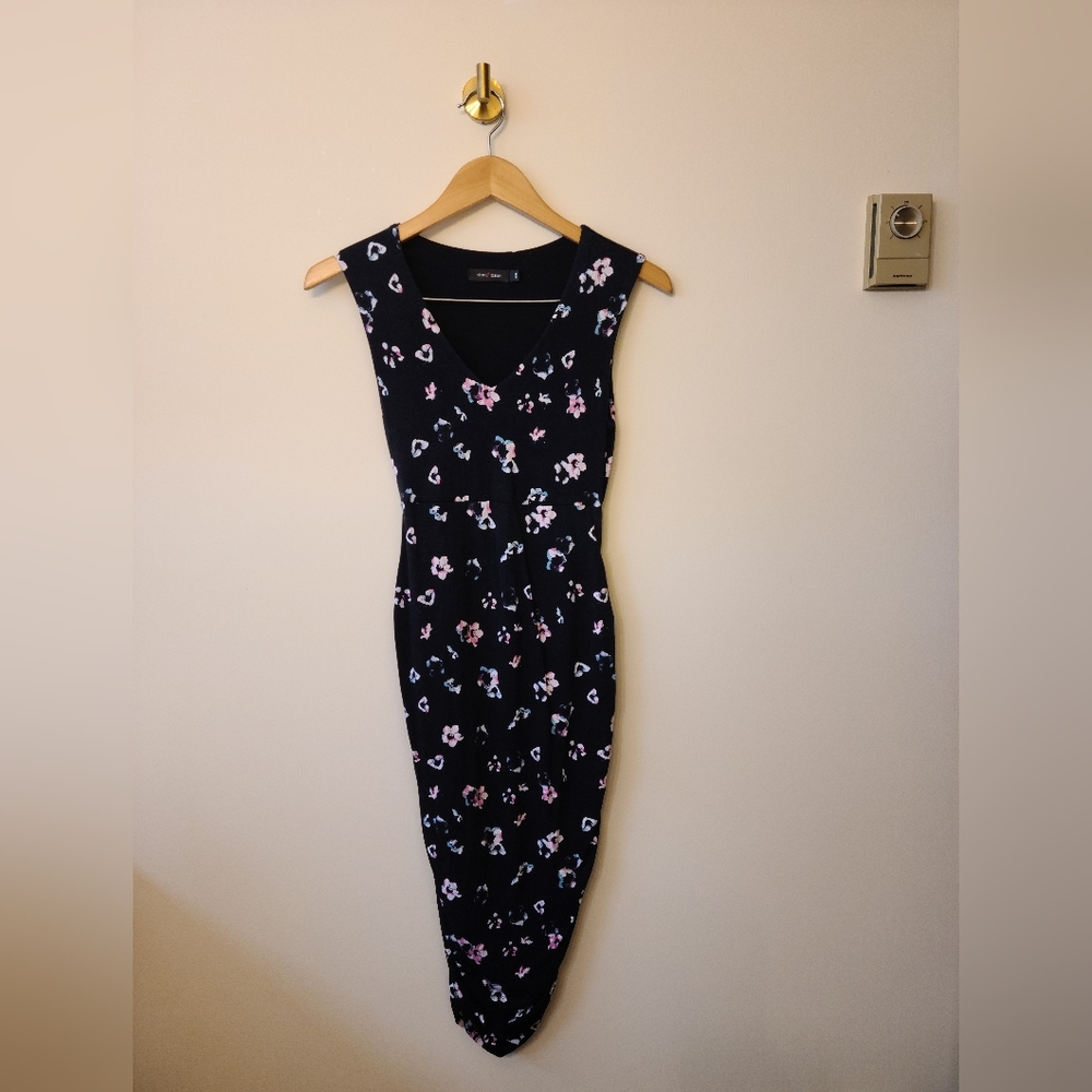 Maternity Dress, Stork and Babe - Black with flowers XS
